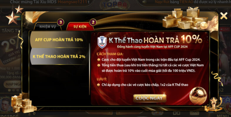 Các sự kiện đặc biệt cổng game sẽ mang đến chương trình khuyến mãi riêng
